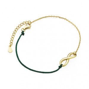 Bratara argint placata cu aur galben cu snur verde si infinit DiAmanti Z1097B1G_DG-DIA (Argint 925‰ 1 g.)